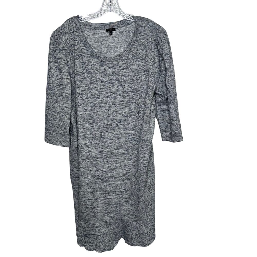 Talbots Plus Gray Knit Sweater Dress Cotton Blend 3/4 Sleeve Pullover 2X